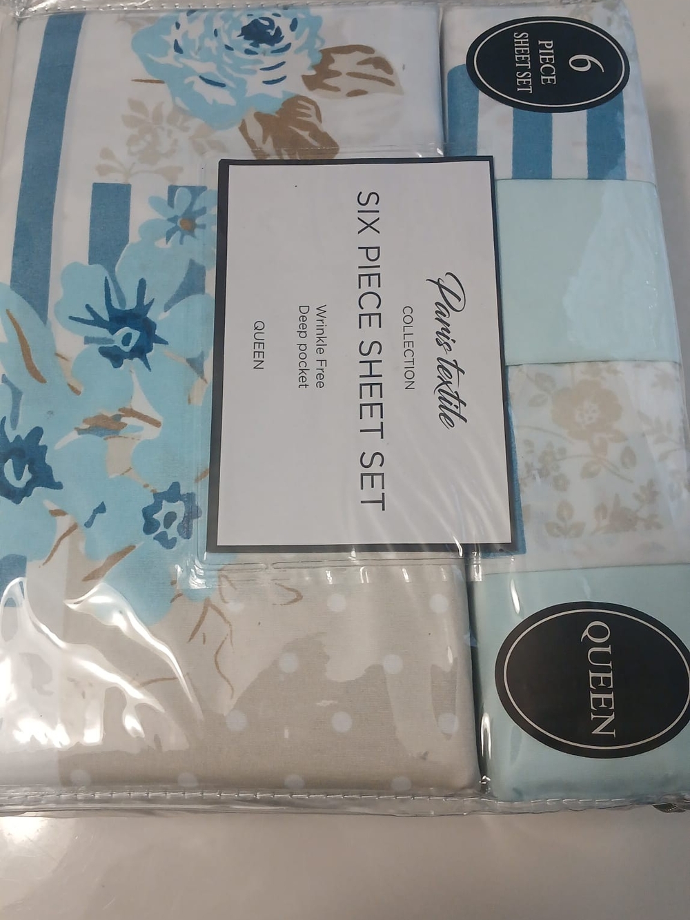 Collection Queen Six-Piece Sheet Set - Light Blue Floral